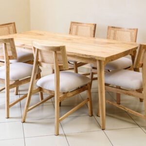 6-Seater Dining Table Set -Wooden Legs