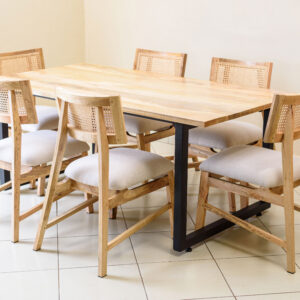 6-Seater Dining Table Set -Metallic Legs